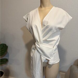 Ten Sixty Sherman Ivory Draped Wrap Top